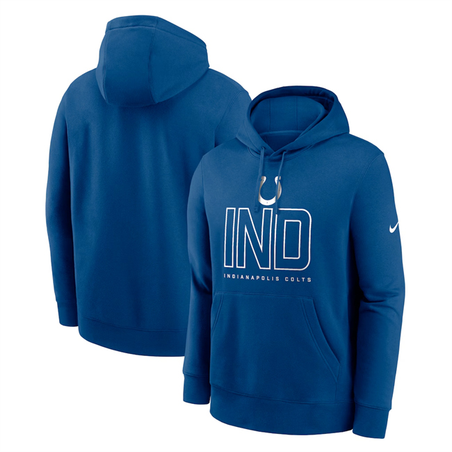 Men's Indianapolis Colts Royal Busted Play Club Fleece Pullover Hoodie